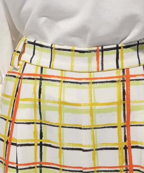 HARE（ハレ）の「POPチェックワイドパンツ(HARE)（スラックス・レディース・ホワイト/グリーン・FREE）」の8枚目の写真