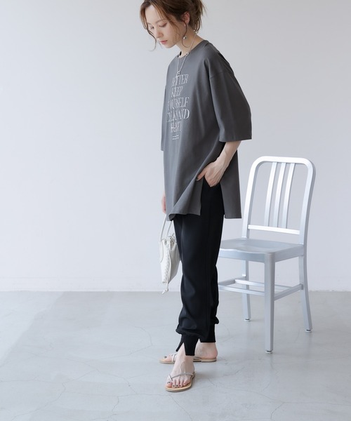 frames RAY CASSIN（フレームスレイカズン）の「WEB限定 スリット入りジョガーパンツ セットアップ着用可（スウェットパンツ・レディース・ピンク/イエロー×グリーン/ブラック/アイボリー/ベージュ/キャメル/チャコールグレー・FREE）」の10枚目の写真