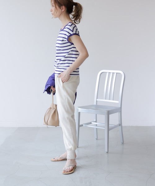 frames RAY CASSIN（フレームスレイカズン）の「WEB限定 スリット入りジョガーパンツ セットアップ着用可（スウェットパンツ・レディース・ピンク/イエロー×グリーン/ブラック/アイボリー/ベージュ/キャメル/チャコールグレー・FREE）」の15枚目の写真