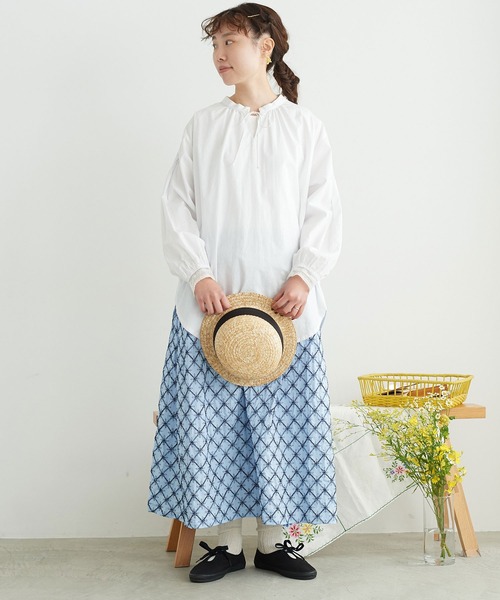 chambre de charme（シャンブルドゥシャーム）の「●cdc ポコポコお花刺繍 タックスカート（スカート・レディース・ブルー/ネイビー・FREE）」の19枚目の写真