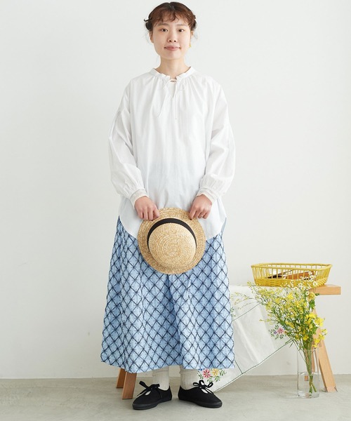 chambre de charme（シャンブルドゥシャーム）の「●cdc ポコポコお花刺繍 タックスカート（スカート・レディース・ブルー/ネイビー・FREE）」の16枚目の写真