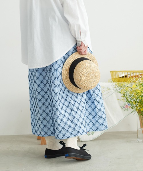 chambre de charme（シャンブルドゥシャーム）の「●cdc ポコポコお花刺繍 タックスカート（スカート・レディース・ブルー/ネイビー・FREE）」の13枚目の写真