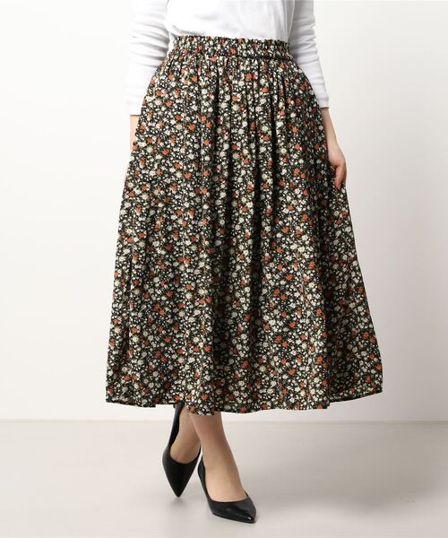 Te chichi（テチチ）の「花柄プリントギャザースカート（スカート・レディース・ブラック/グリーン・ﾌﾘ-）」の5枚目の写真