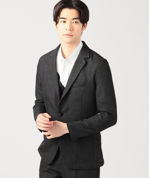 HIDEAWAYS NICOLE（ハイダウェイニコル）の「メッシュファブリック　デザインジャケット（テーラードジャケット・メンズ・ネイビー/トップグレー/ネイビー系1/グレー・MEDIUM/LARGE/X-LARGE）」の2枚目の写真