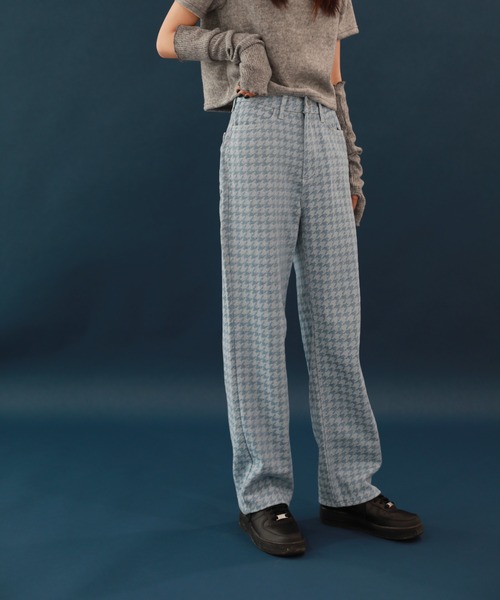 by muni:r(バイ ムニール)の「ユニークチェックデニムパンツ(チノパンツ・レディース・ブルー・SMALL/MEDIUM)」の9枚目の写真