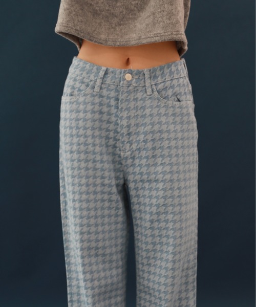 by muni:r(バイ ムニール)の「ユニークチェックデニムパンツ(チノパンツ・レディース・ブルー・SMALL/MEDIUM)」の10枚目の写真