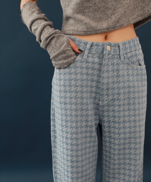 by muni:r(バイ ムニール)の「ユニークチェックデニムパンツ(チノパンツ・レディース・ブルー・SMALL/MEDIUM)」の11枚目の写真