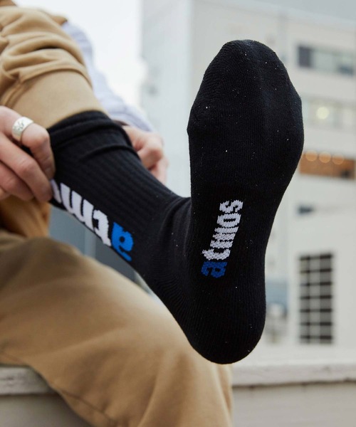 atmos pink（アトモスピンク）の「atmos JACQUARD LOGO SOCKS / アトモス ジャカード ロゴ ソックス（ソックス/靴下・メンズ・ホワイト/ブラック・26-28cm）」の12枚目の写真