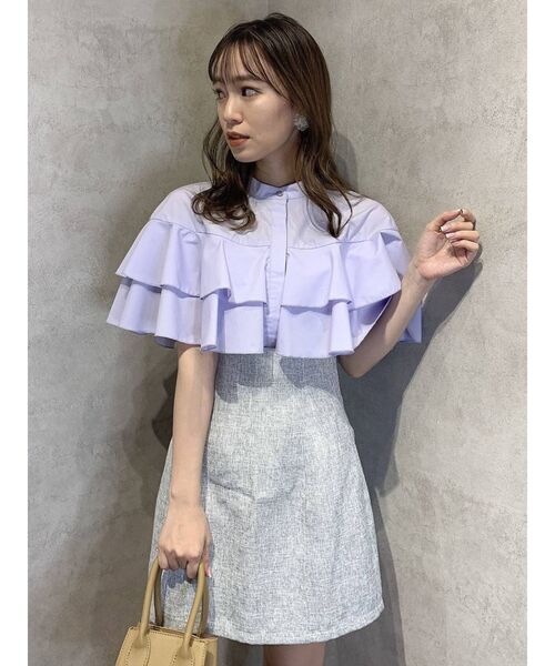 dazzlin(ダズリン)の「ダブルフリルスリーブシャツ(シャツ/ブラウス・レディース・オフホワイト/グリーン/ラベンダー・FREE)」の3枚目の写真