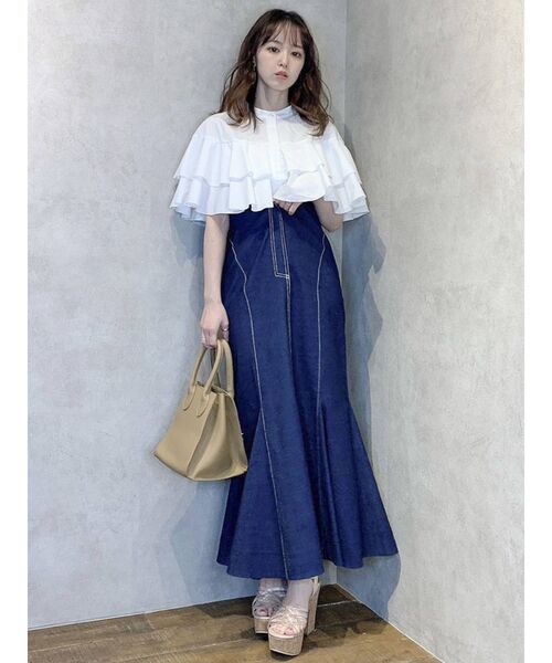 dazzlin(ダズリン)の「ダブルフリルスリーブシャツ(シャツ/ブラウス・レディース・オフホワイト/グリーン/ラベンダー・FREE)」の5枚目の写真