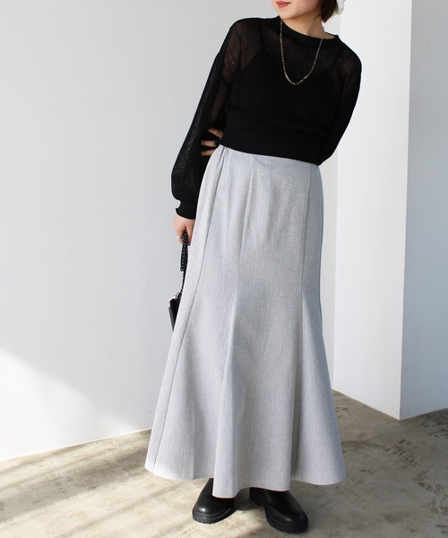 GeeRA(ジーラ)の「シアー素材ショートニット(ニット/セーター・レディース・ブラック/アイボリー/ライトグリーン・MEDIUM)」の10枚目の写真