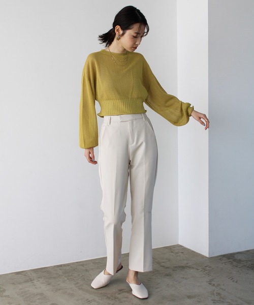 GeeRA(ジーラ)の「シアー素材ショートニット(ニット/セーター・レディース・ブラック/アイボリー/ライトグリーン・MEDIUM)」の17枚目の写真