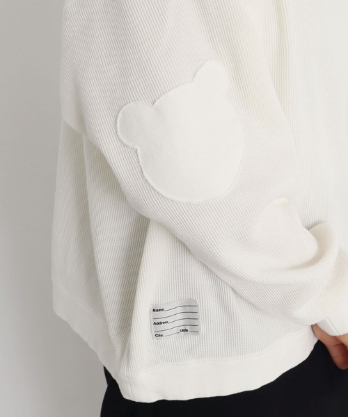 I am I in fact...（アイアムアイインファクト）の「BEAR PATCH  waffle プルオーバー（Tシャツ/カットソー・レディース・ホワイト/ブラック/カーキ・FREE）」の2枚目の写真