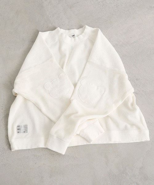 I am I in fact...（アイアムアイインファクト）の「BEAR PATCH  waffle プルオーバー（Tシャツ/カットソー・レディース・ホワイト/ブラック/カーキ・FREE）」の5枚目の写真