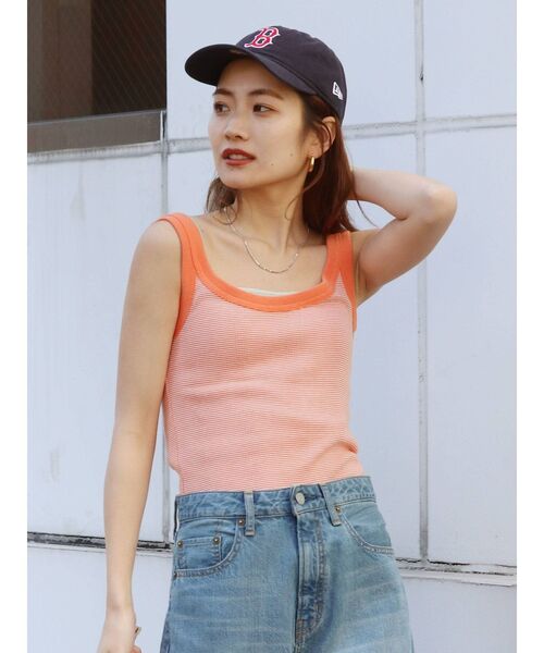 Ungrid（アングリッド）の「Miller別注 ランダムテレコタンクトップ（タンクトップ・レディース・ブラウン/ライム/オレンジ・FREE）」の3枚目の写真