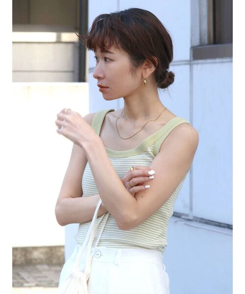 Ungrid（アングリッド）の「Miller別注 ランダムテレコタンクトップ（タンクトップ・レディース・ブラウン/ライム/オレンジ・FREE）」の4枚目の写真