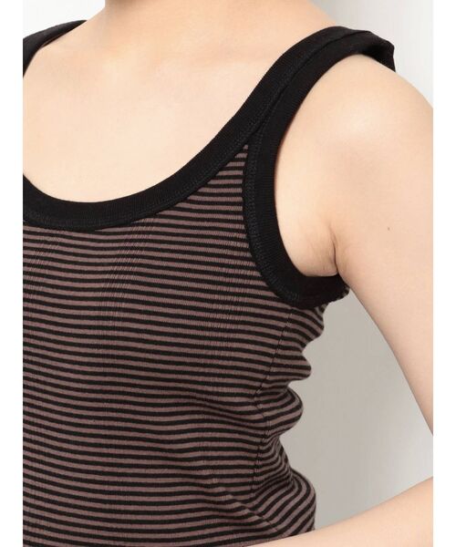 Ungrid（アングリッド）の「Miller別注 ランダムテレコタンクトップ（タンクトップ・レディース・ブラウン/ライム/オレンジ・FREE）」の5枚目の写真