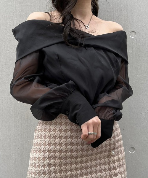 titty＆Co. PETIT（ティティアンドコープティ）の「【titty&Co. PETIT】シアーオフショルブラウス（シャツ/ブラウス・レディース・ピンク/ブラック・FREE）」の17枚目の写真