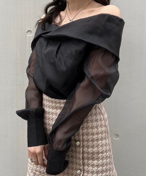 titty＆Co. PETIT（ティティアンドコープティ）の「【titty&Co. PETIT】シアーオフショルブラウス（シャツ/ブラウス・レディース・ピンク/ブラック・FREE）」の20枚目の写真