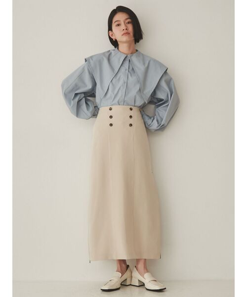 COTORICA（コトリカ）の「トレンチ風プリーツ切替スカート（スカート・レディース・ブラック/ベージュ/カーキ・SMALL/MEDIUM）」の7枚目の写真