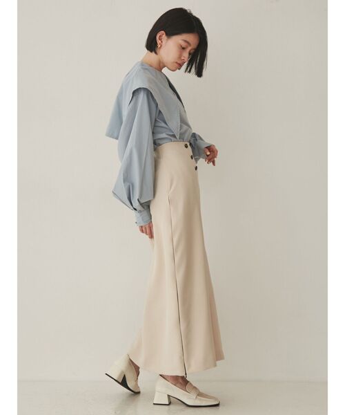 COTORICA（コトリカ）の「トレンチ風プリーツ切替スカート（スカート・レディース・ブラック/ベージュ/カーキ・SMALL/MEDIUM）」の14枚目の写真