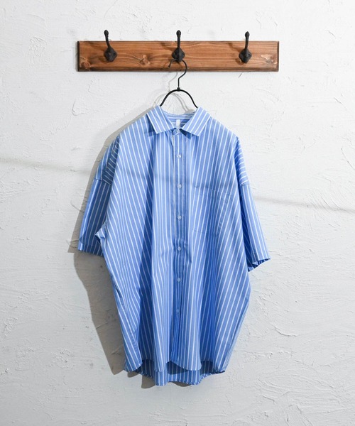 Anytime Songs（エニータイムソングス）の「綿ブロード レギュラーカラー スプリンターサマーシャツ（シャツ/ブラウス・メンズ・ホワイト/ブラック/サックスブルー/イエロー/グリーン/ラベンダー/ホワイト系その他/グレイッシュベージュ/サックスブルー系/ブラック系その他/グリーン系その他・MEDIUM/LARGE/X-LARGE）」の9枚目の写真