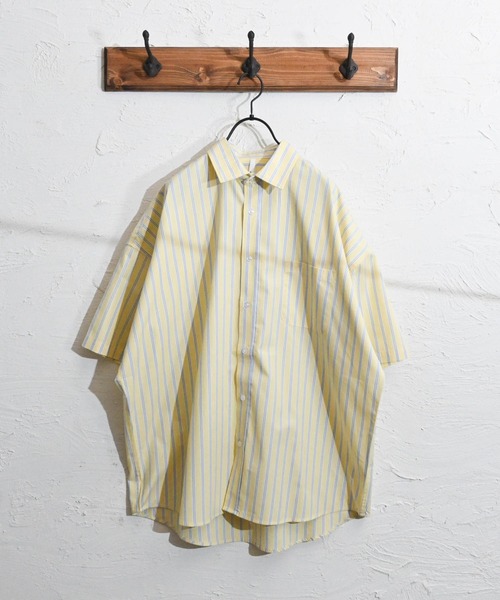 Anytime Songs（エニータイムソングス）の「綿ブロード レギュラーカラー スプリンターサマーシャツ（シャツ/ブラウス・メンズ・ホワイト/ブラック/サックスブルー/イエロー/グリーン/ラベンダー/ホワイト系その他/グレイッシュベージュ/サックスブルー系/ブラック系その他/グリーン系その他・MEDIUM/LARGE/X-LARGE）」の11枚目の写真