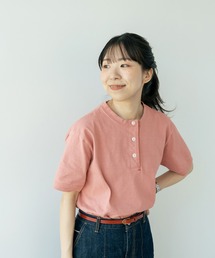 PAR ICI | 度詰め丸胴天竺 ヘンリーネック半袖Tシャツ(Tシャツ/カットソー)