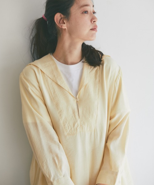 and R（アンドアール）の「セーラーカラーチュニック（チュニック・レディース・オフホワイト/イエロー・FREE）」の12枚目の写真