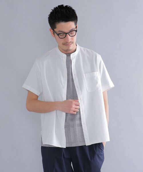 SHIPS（シップス）の「SHIPS: テンセル/リネン バンドカラーシャツ S/S（シャツ/ブラウス・メンズ・ホワイト/ネイビー/ライトオリーブ/レンガ・SMALL/MEDIUM/LARGE/X-LARGE）」の5枚目の写真
