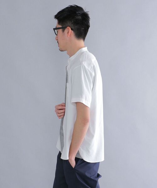SHIPS（シップス）の「SHIPS: テンセル/リネン バンドカラーシャツ S/S（シャツ/ブラウス・メンズ・ホワイト/ネイビー/ライトオリーブ/レンガ・SMALL/MEDIUM/LARGE/X-LARGE）」の6枚目の写真