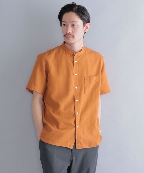 SHIPS（シップス）の「SHIPS: テンセル/リネン バンドカラーシャツ S/S（シャツ/ブラウス・メンズ・ホワイト/ネイビー/ライトオリーブ/レンガ・SMALL/MEDIUM/LARGE/X-LARGE）」の10枚目の写真