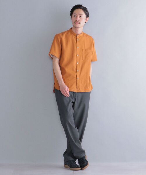 SHIPS（シップス）の「SHIPS: テンセル/リネン バンドカラーシャツ S/S（シャツ/ブラウス・メンズ・ホワイト/ネイビー/ライトオリーブ/レンガ・SMALL/MEDIUM/LARGE/X-LARGE）」の14枚目の写真
