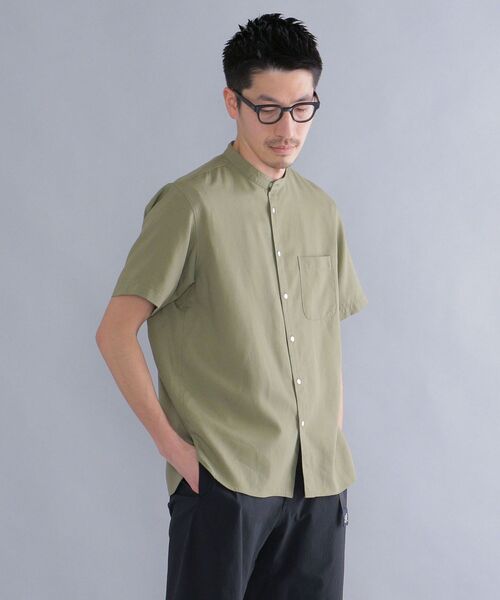 SHIPS（シップス）の「SHIPS: テンセル/リネン バンドカラーシャツ S/S（シャツ/ブラウス・メンズ・ホワイト/ネイビー/ライトオリーブ/レンガ・SMALL/MEDIUM/LARGE/X-LARGE）」の15枚目の写真