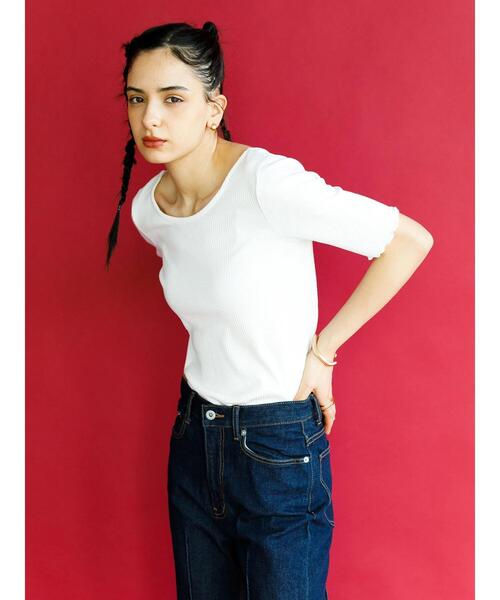 koe（コエ）の「【背中あき】バックレースアップテレコプルオーバー＊（Tシャツ/カットソー・レディース・ブラック/ベージュ/カーキ/アイボリー・M）」の5枚目の写真