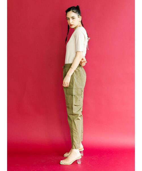 koe（コエ）の「【背中あき】バックレースアップテレコプルオーバー＊（Tシャツ/カットソー・レディース・ブラック/ベージュ/カーキ/アイボリー・M）」の20枚目の写真