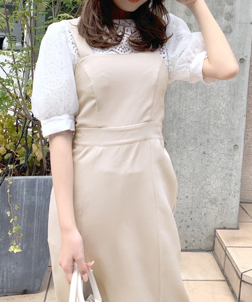 OLIVE des OLIVE（オリーブデオリーブ）の「サイドスリット後リボンタイトジャンスカ（ジャンパースカート・レディース・ブラック/ベージュ/サックスブルー・FREE）」の9枚目の写真