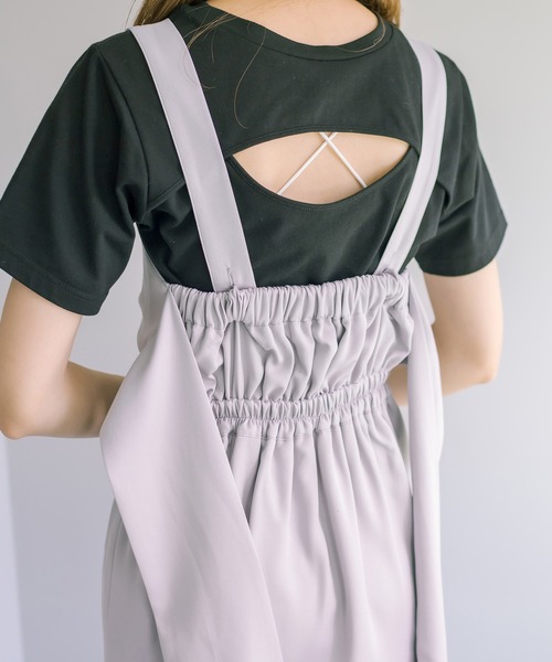 OLIVE des OLIVE（オリーブデオリーブ）の「サイドスリット後リボンタイトジャンスカ（ジャンパースカート・レディース・ブラック/ベージュ/サックスブルー・FREE）」の11枚目の写真