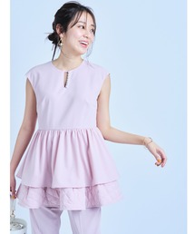 新品タグ付 JUSGULITTY ロングブラウス、パンツセット JUSGLITTY（ジャスグリッティー）の「ペプラムブラウス＆パンツセット
