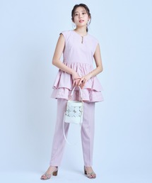 新品タグ付 JUSGULITTY ロングブラウス、パンツセット JUSGLITTY（ジャスグリッティー）の「ペプラムブラウス＆パンツセット