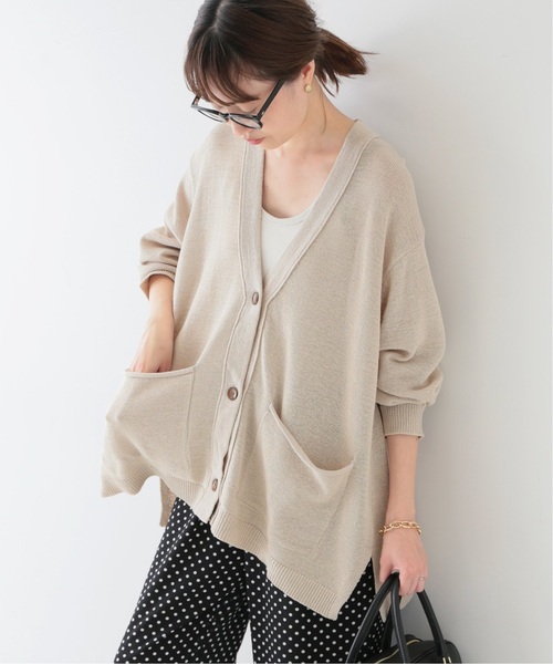 SLOBE IENA（スローブイエナ）の「《追加》テープヤーンニットカーディガン（カーディガン/ボレロ・メンズ・ベージュ/チャコールグレー・FREE）」の21枚目の写真