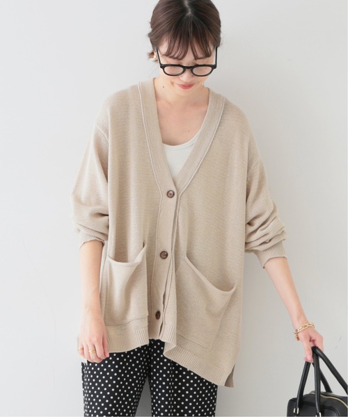 SLOBE IENA（スローブイエナ）の「《追加》テープヤーンニットカーディガン（カーディガン/ボレロ・メンズ・ベージュ/チャコールグレー・FREE）」の19枚目の写真