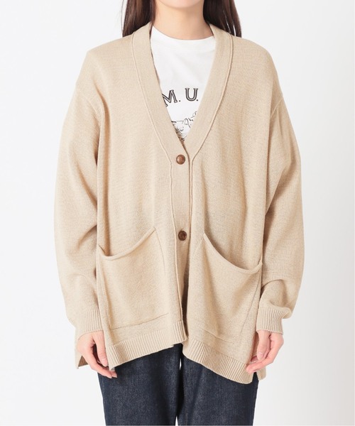 SLOBE IENA（スローブイエナ）の「《追加》テープヤーンニットカーディガン（カーディガン/ボレロ・メンズ・ベージュ/チャコールグレー・FREE）」の16枚目の写真