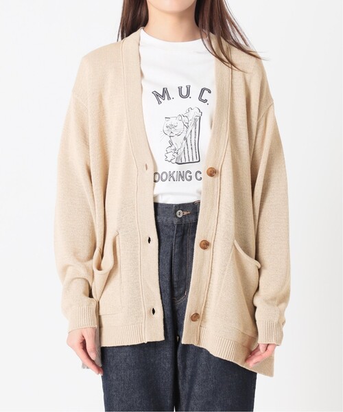 SLOBE IENA（スローブイエナ）の「《追加》テープヤーンニットカーディガン（カーディガン/ボレロ・メンズ・ベージュ/チャコールグレー・FREE）」の6枚目の写真