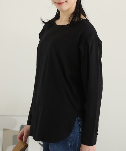 ElegChic(エレグシック)の「袖 タック ロング スリーブカットソー 長袖 (Tシャツ/カットソー・レディース・ブラック/ベージュ/オフホワイト/杢グレー・4L/M/XL)」の6枚目の写真
