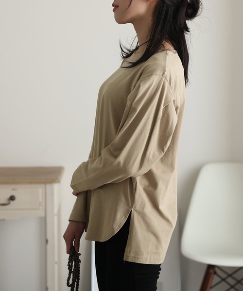 ElegChic(エレグシック)の「袖 タック ロング スリーブカットソー 長袖 (Tシャツ/カットソー・レディース・ブラック/ベージュ/オフホワイト/杢グレー・4L/M/XL)」の14枚目の写真