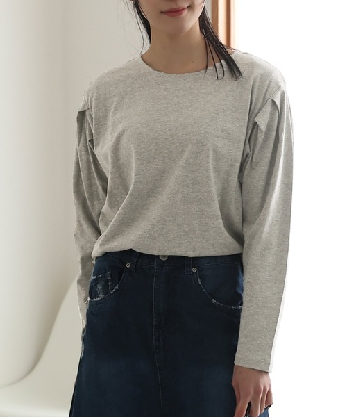 ElegChic(エレグシック)の「袖 タック ロング スリーブカットソー 長袖 (Tシャツ/カットソー・レディース・ブラック/ベージュ/オフホワイト/杢グレー・4L/M/XL)」の17枚目の写真
