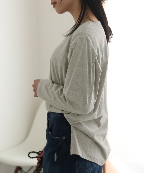 ElegChic(エレグシック)の「袖 タック ロング スリーブカットソー 長袖 (Tシャツ/カットソー・レディース・ブラック/ベージュ/オフホワイト/杢グレー・4L/M/XL)」の18枚目の写真