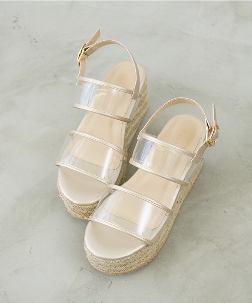 ems excite（エムズエキサイト）の「ベルトジュートサンダル（サンダル・レディース・ブラック/オフホワイト/ゴールド・M/L）」の8枚目の写真