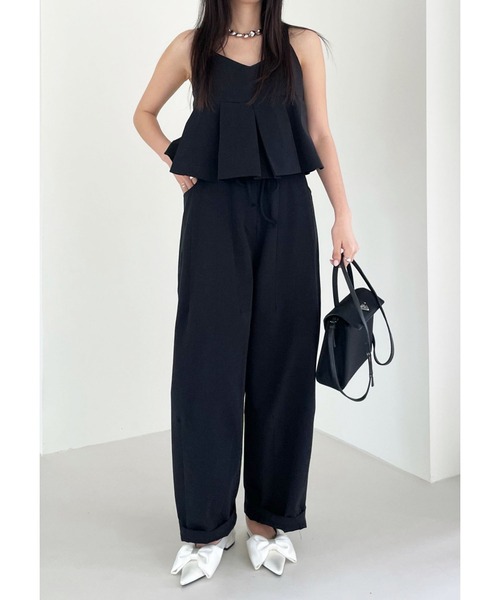 JEWELS ベロアキャミセットアップ ドレスプラス DRESS+ ペプラム ギャザー キャミソール
